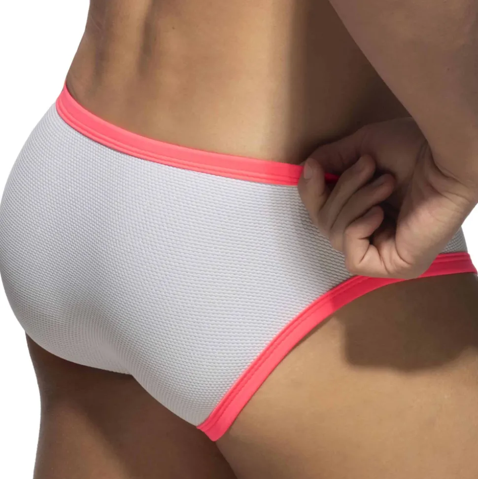 Slip de Bain Bikini Neon Snow White Blanc - Rose Fluo