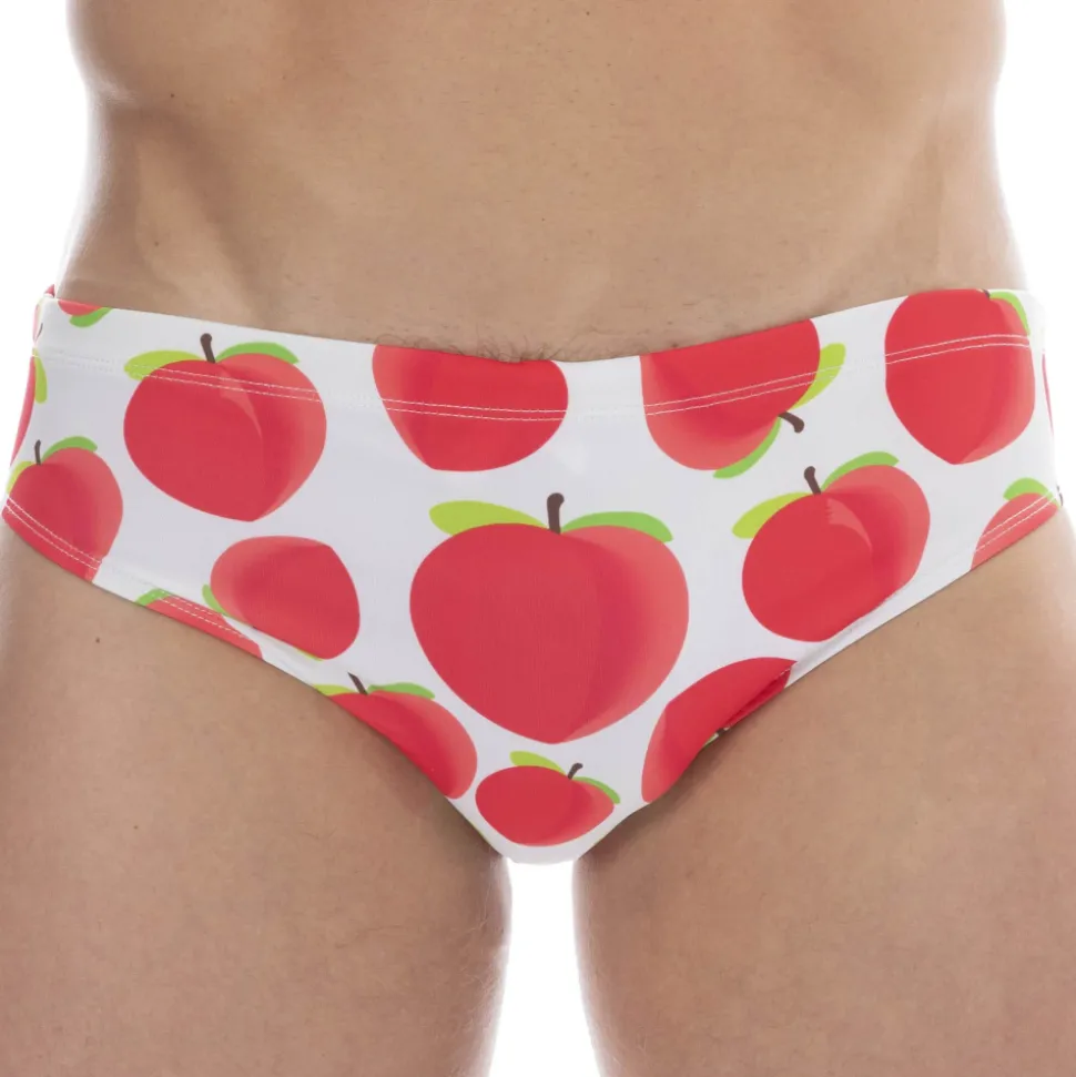 Slip de Bain Bottom Blanc - Rouge