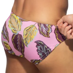 Slip de Bain Feuilles d'Erable Rose