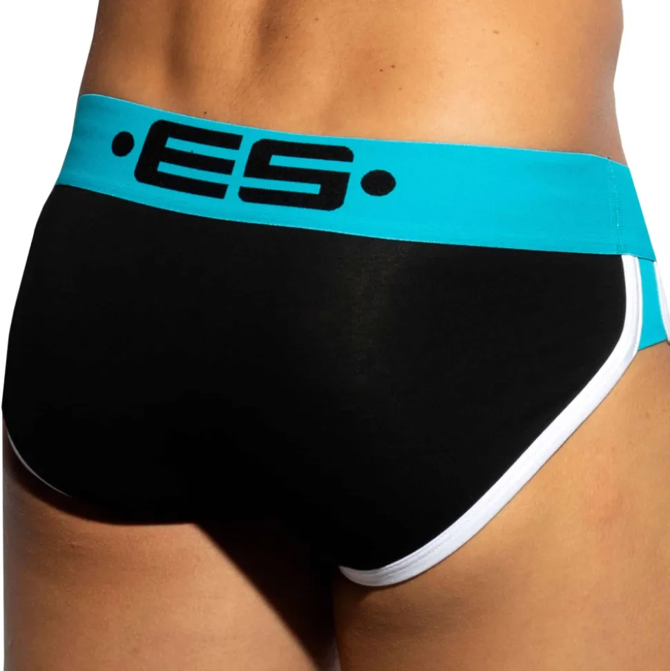 Slip Double Side Coton Noir - Turquoise