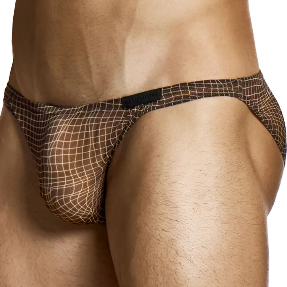 Slip Low Cut Abstract Résille Marron
