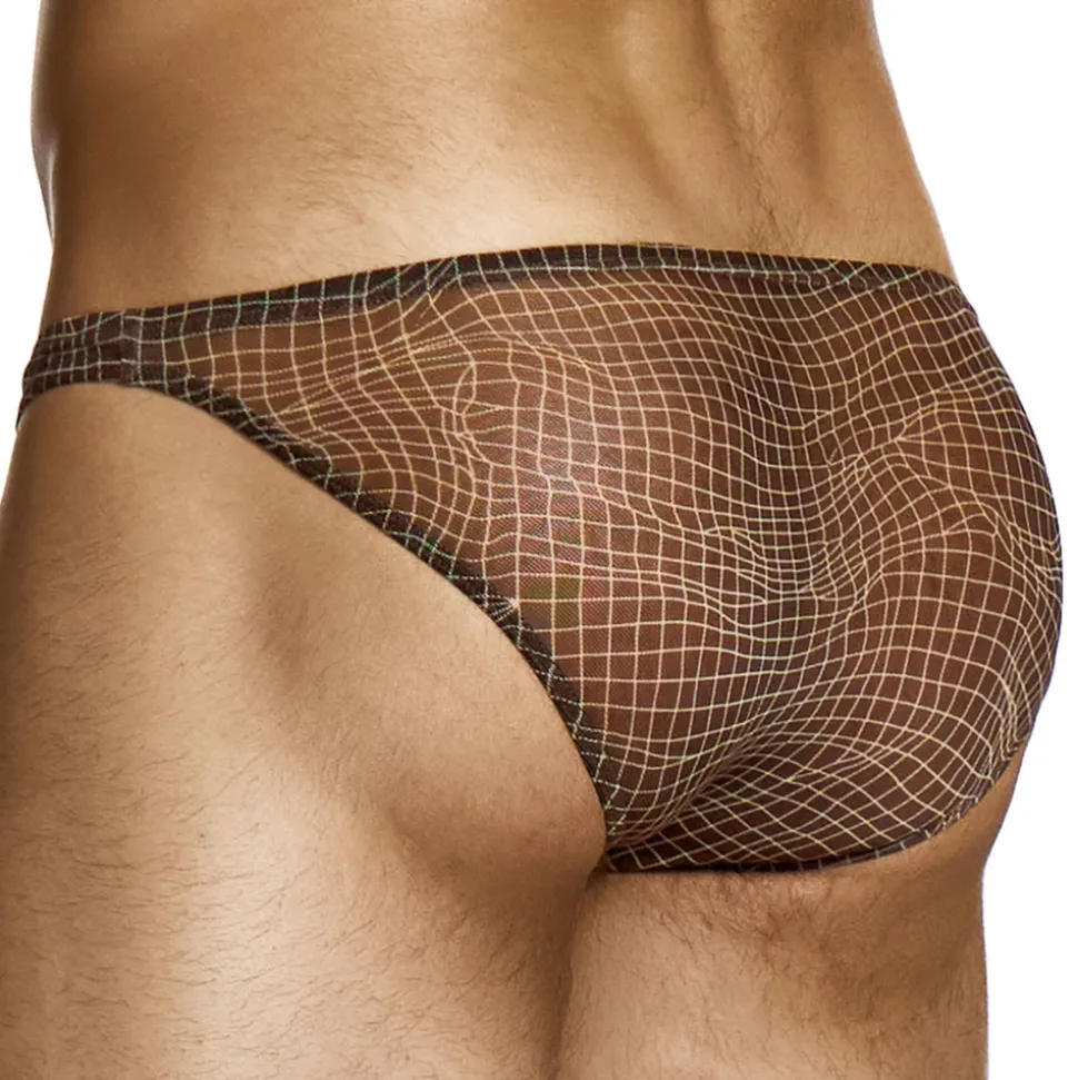 Slip Low Cut Abstract Résille Marron