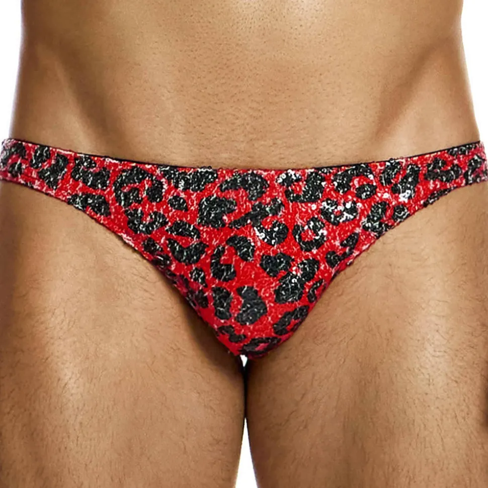 Slip Low Cut Léopard Sequins Rouge