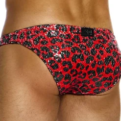 Slip Low Cut Léopard Sequins Rouge