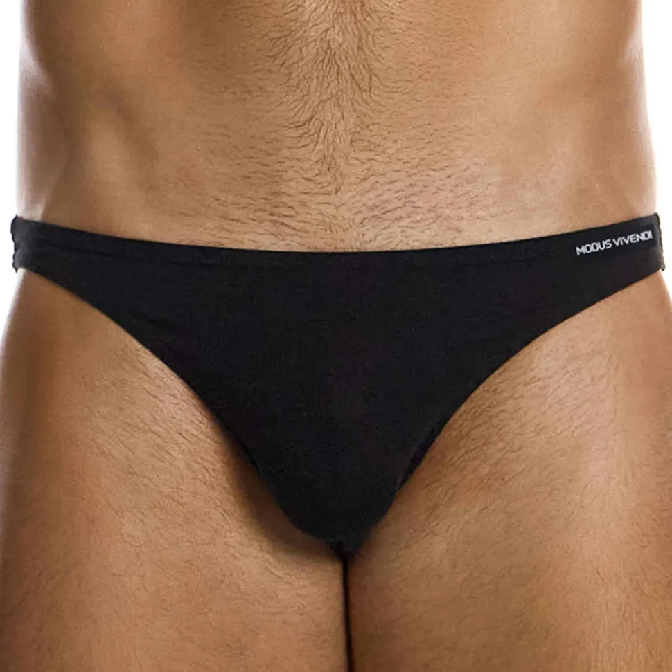 Slip Low Cut Soie Noir