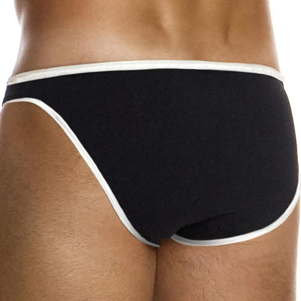 Slip Low Cut Soie Noir - Blanc