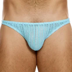 Slip Low Cut Striped Crochet Bleu Clair