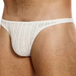 Slip Low Cut Striped Crochet Beige
