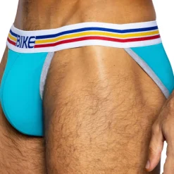 Slip Tanga Coton Bleu Turquoise