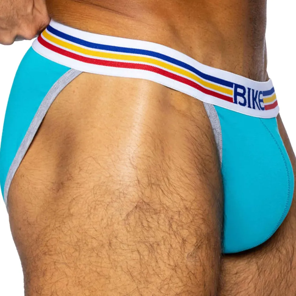 Slip Tanga Coton Bleu Turquoise