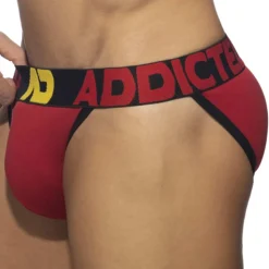 Slip Tanga Open Fly Coton Rouge - Noir