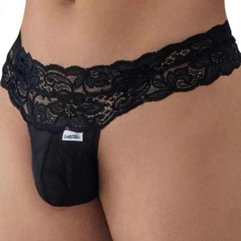 String Dentelle à Lacets Noir