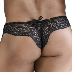 String en Résille et Dentelle Lace-Up Noir