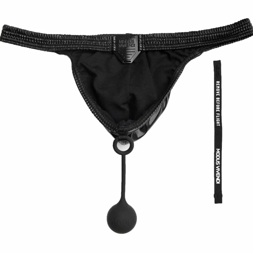 String Pleasure Simili-Cuir Noir