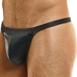 String Pleasure Simili-Cuir Noir