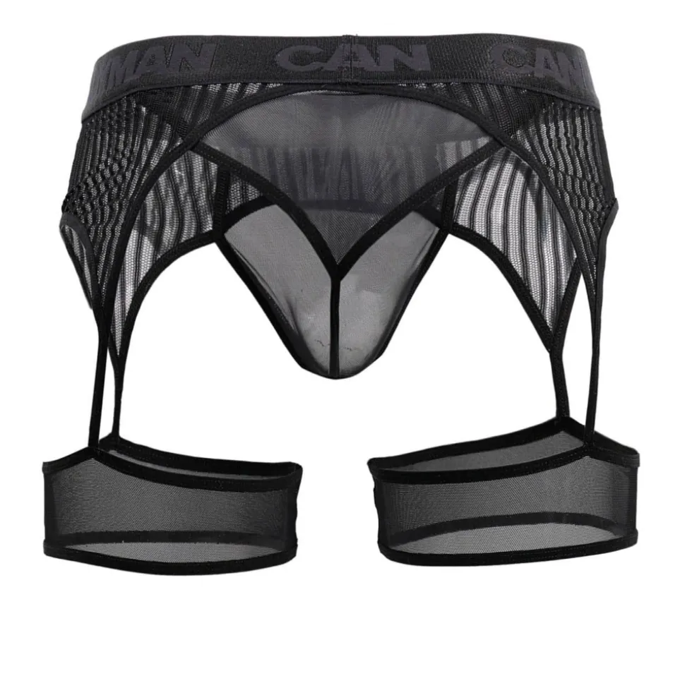 String Porte-Jarretelle Rayé Noir