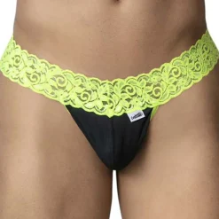 String Résille Dentelle Noir - Fluo