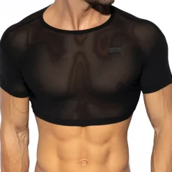 Top Crop Net Noir