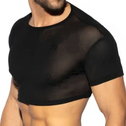 Top Crop Net Noir