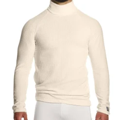 T-Shirt Col Roulé Corduroy Blanc Cassé