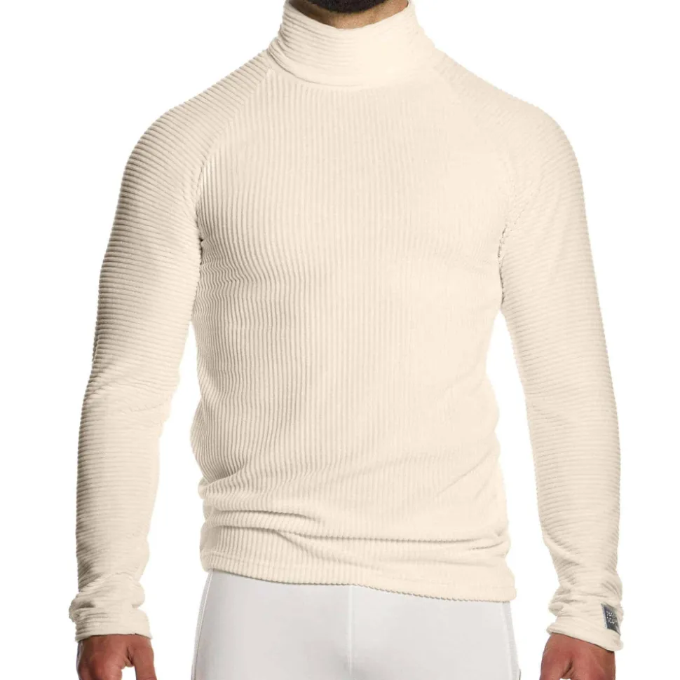 T-Shirt Col Roulé Corduroy Blanc Cassé