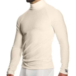 T-Shirt Col Roulé Corduroy Blanc Cassé