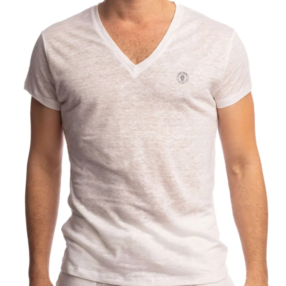 T-Shirt Col V Nieuport Blanc