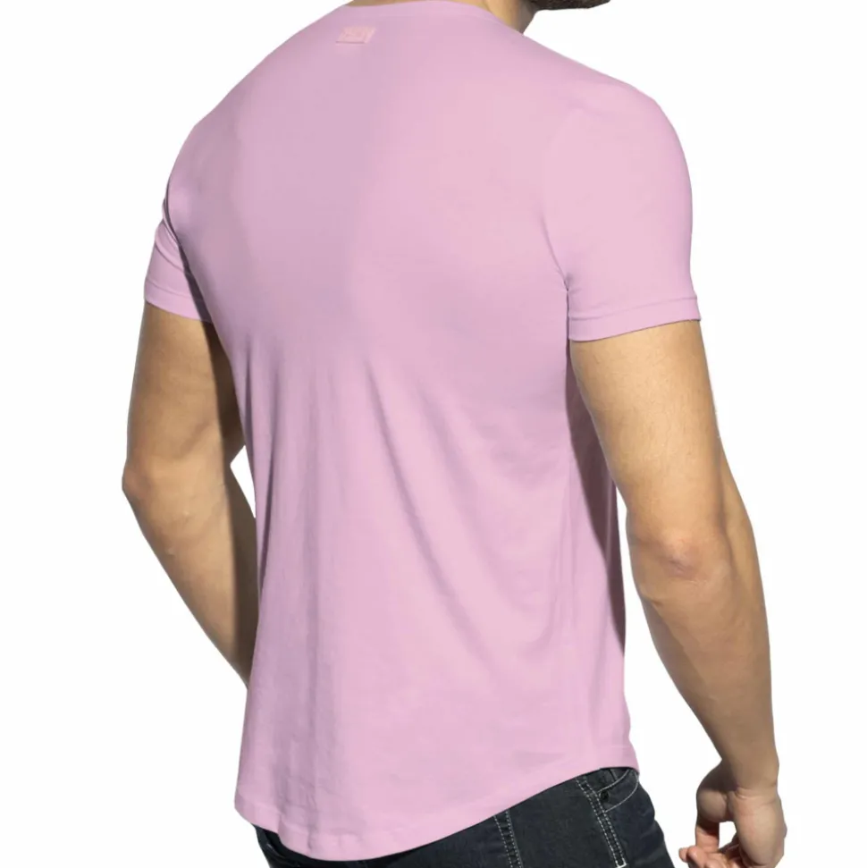 T-Shirt Col V Plongeant Rose
