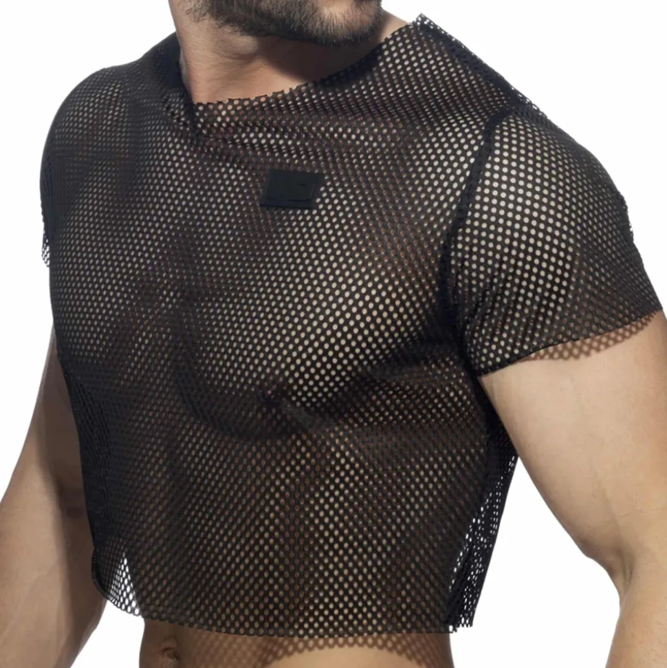 T-Shirt Crop Mesh Noir
