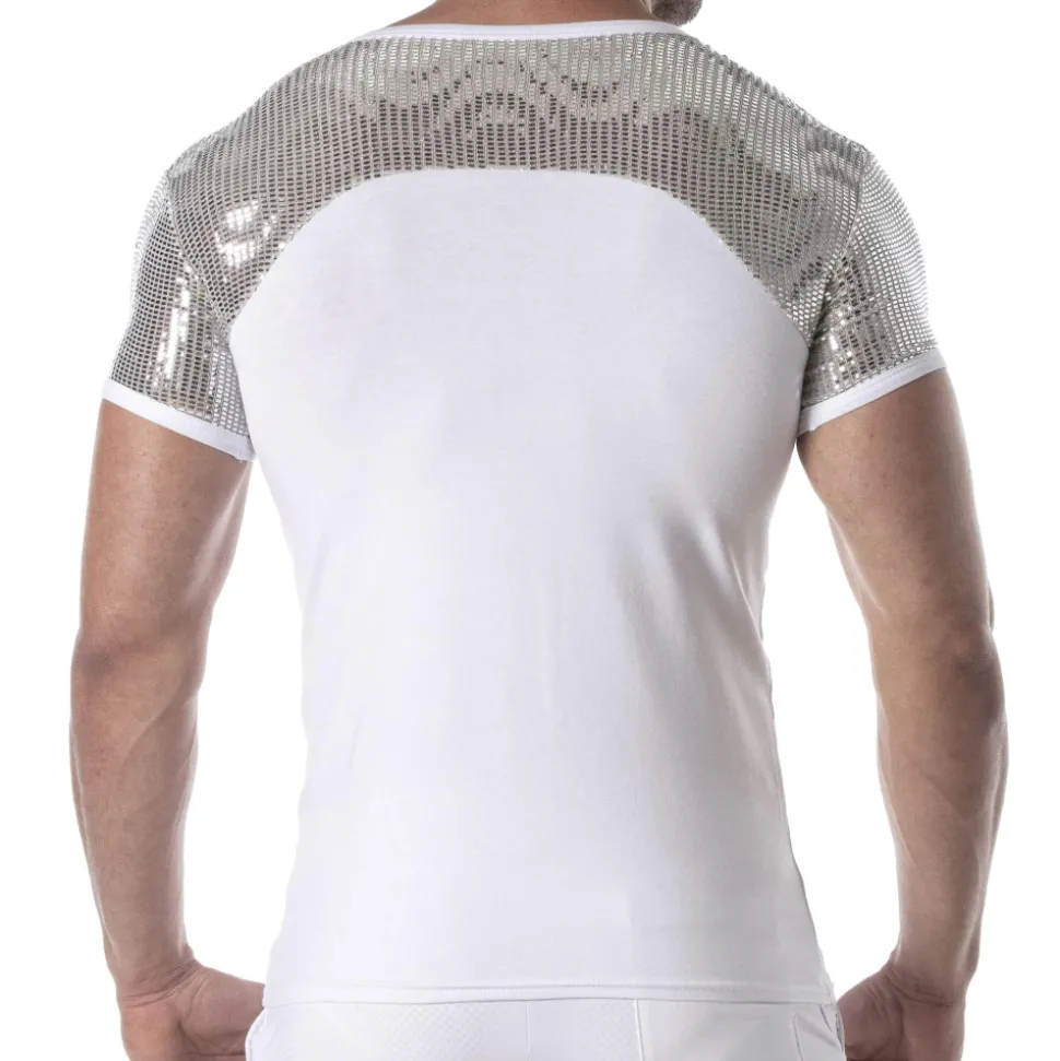 T-Shirt Glitter Blanc - Argent