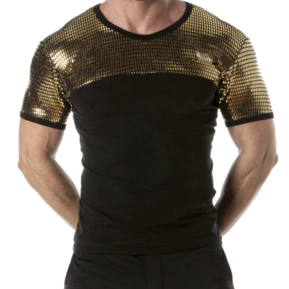 T-Shirt Glitter Noir - Or